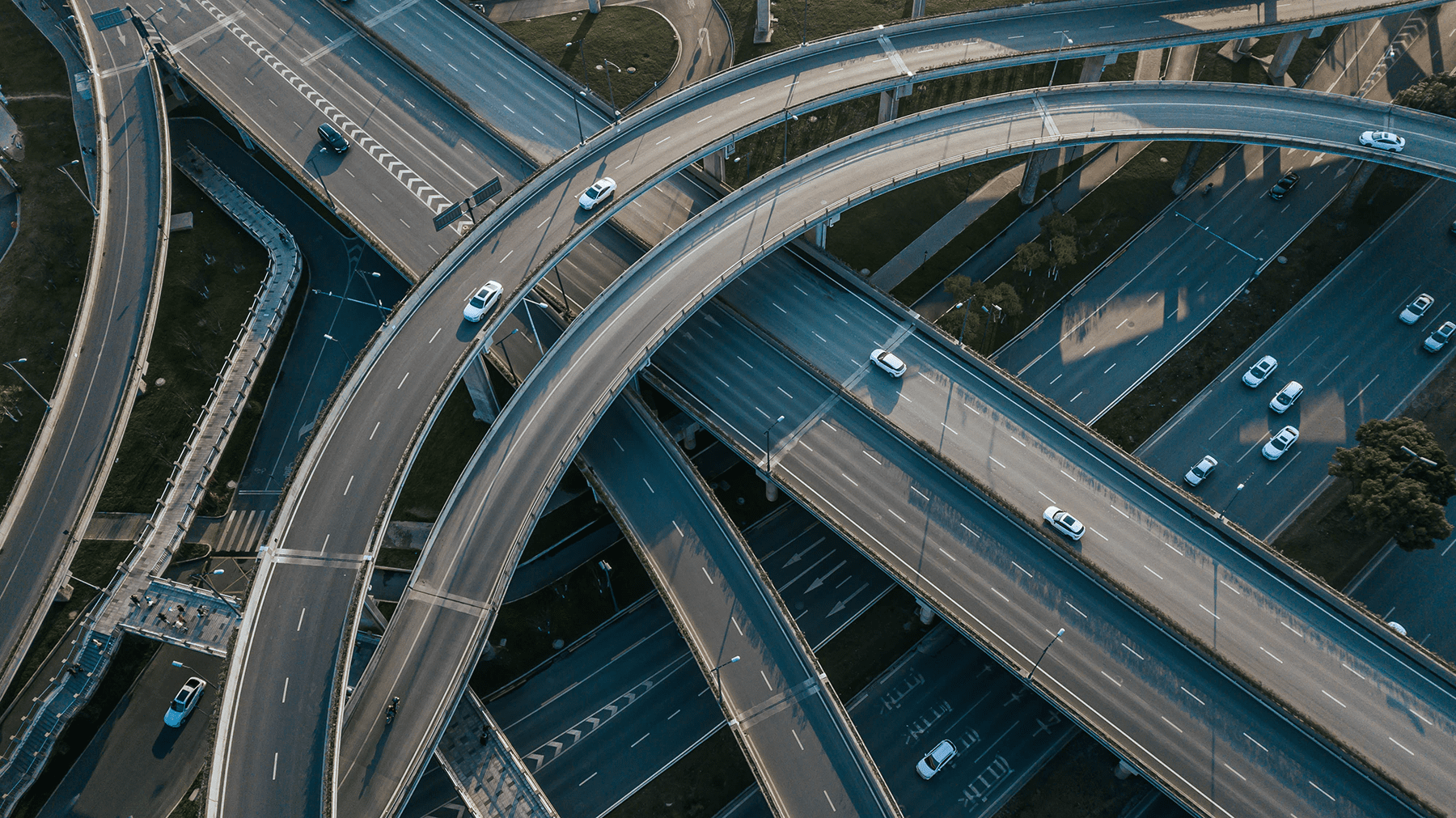top up aerial drone view of elevated road and traffic