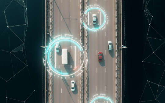 Connected vehicles on a bridge